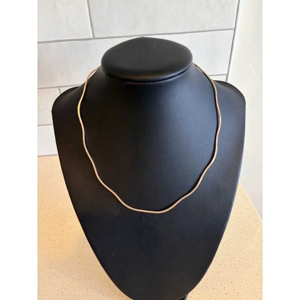 925 Sterling Silver OMEGA Wavy Scalloped Chain Choker Necklace 16”